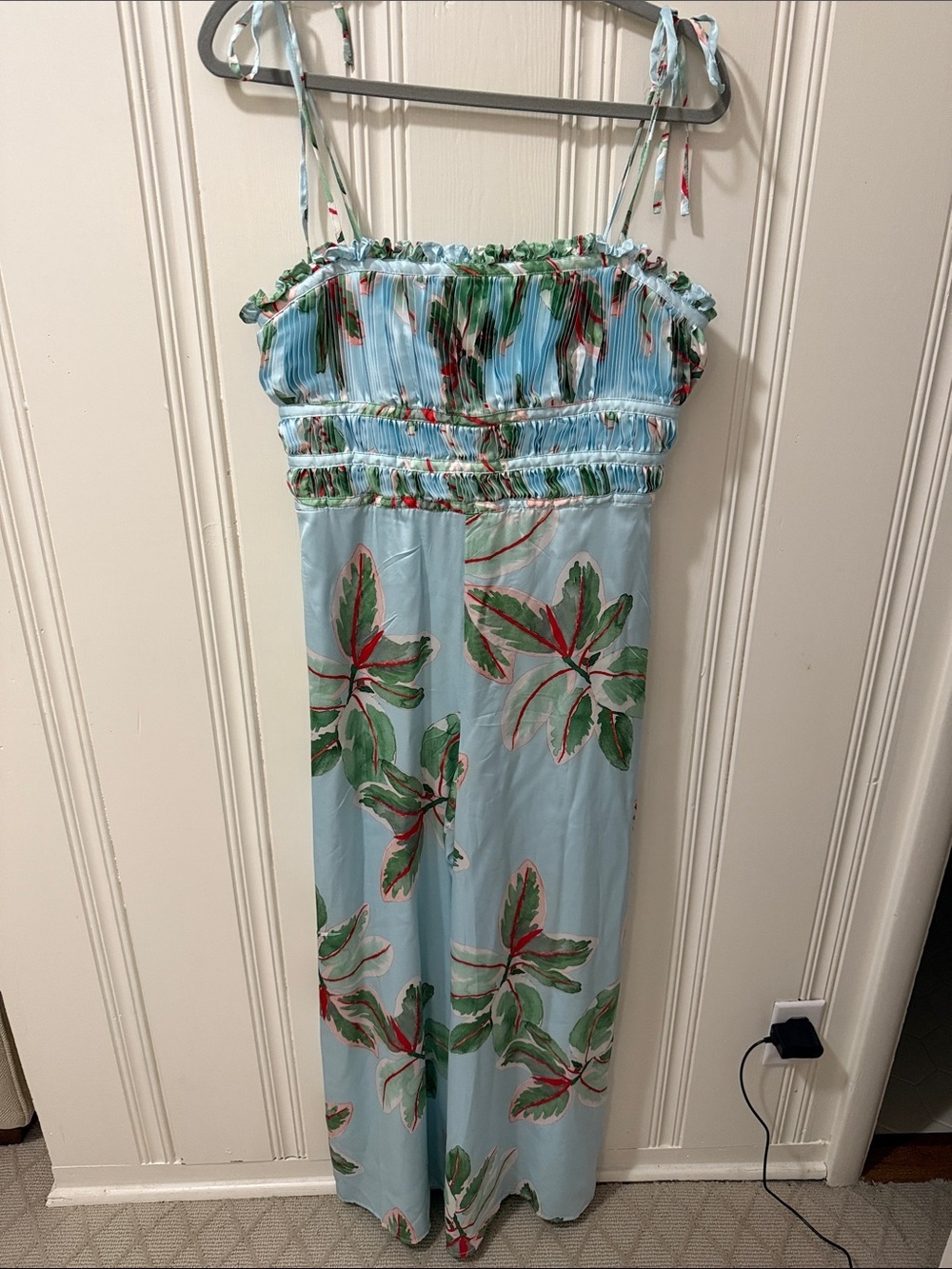 NWT Anthropologie Hutch Ruched Jumpsuit Size 4P Tropical Beach Boho Wide Leg - Picture 5 of 11